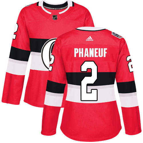 Adidas Senators #2 Dion Phaneuf Red Authentic 100 Classic Women's Stitched NHL Jersey
